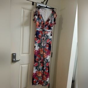 Bebe Tropical Print Jumpsuit